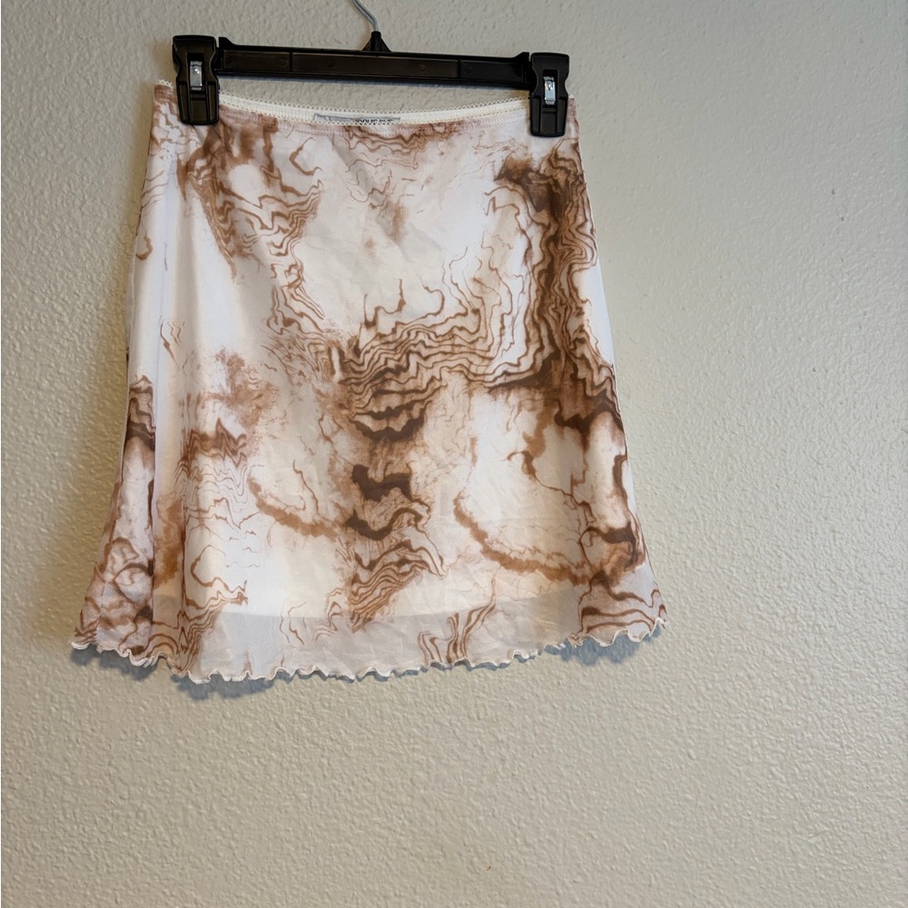 Sophie Rue Swirl Print Mini Skirt in Brown and White